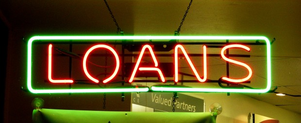 neon sign saying "loans"